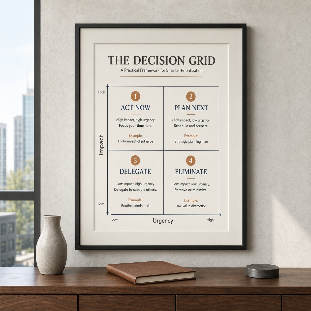 The Decision Grid — 1 Executive Priority Matrix Printable